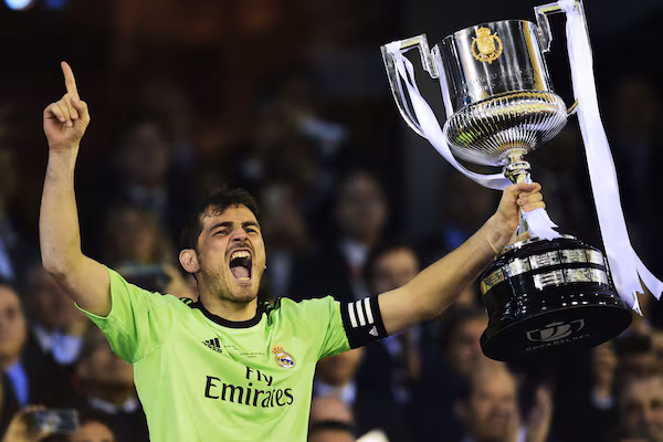Iker Casillas with one of the trophies for Real Madrid