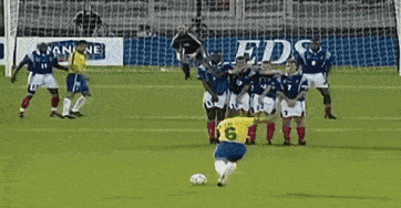 One of the most famous curled shots in the history of football. Roberto Carlo's free kick agains France