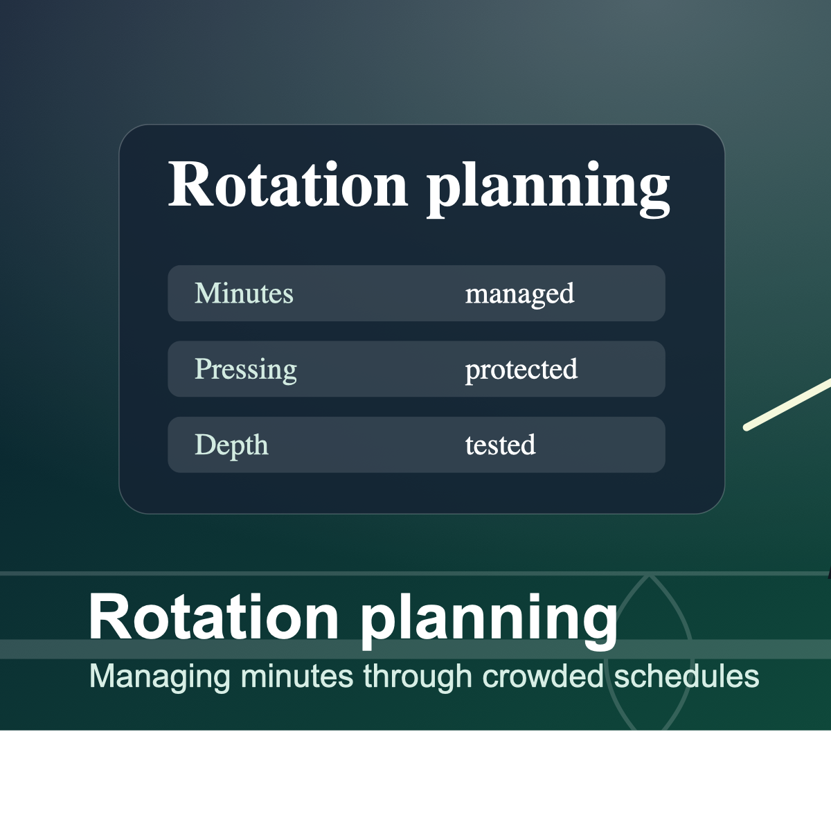 Coach reviewing rotation planning priorities during a congested football schedule.