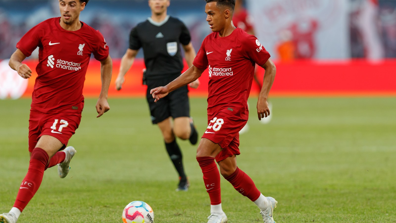 Liverpool players during a 2022 friendly against RB Leipzig, used as a real match-context feature image for the Anfield farewell analysis.